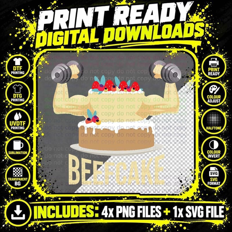 Beefcake - Health Fitness Gym Coach Weightlifting Png SVG Digital Bundle
