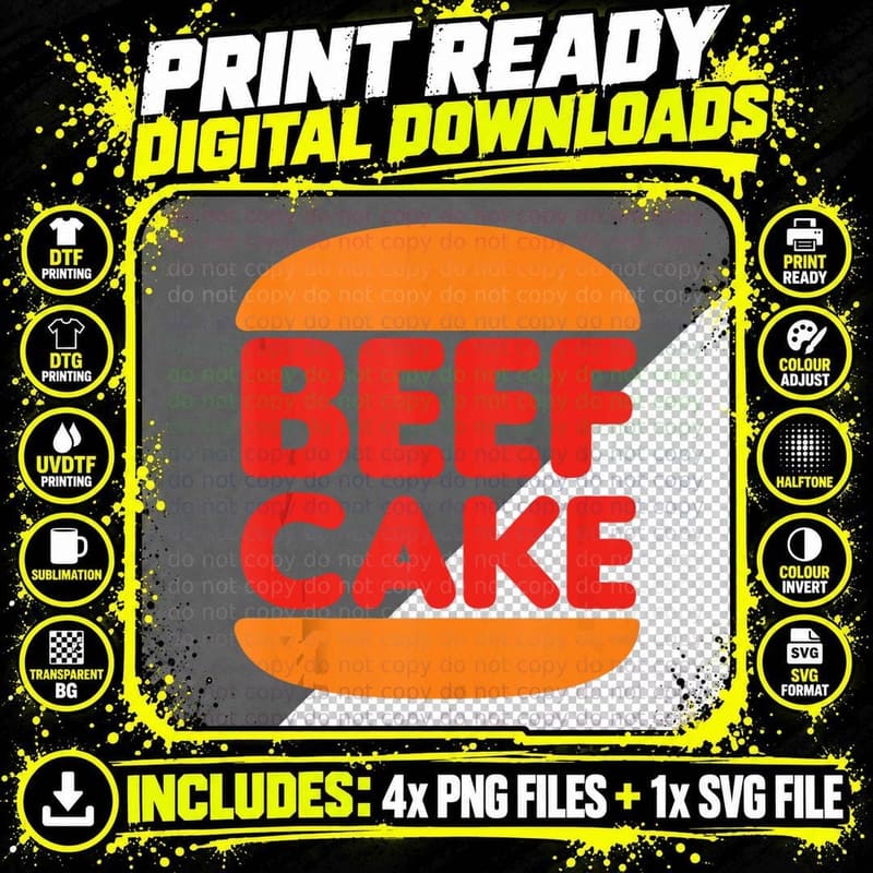 Beefcake Burger for Muscle and Gym Png SVG Digital Bundle