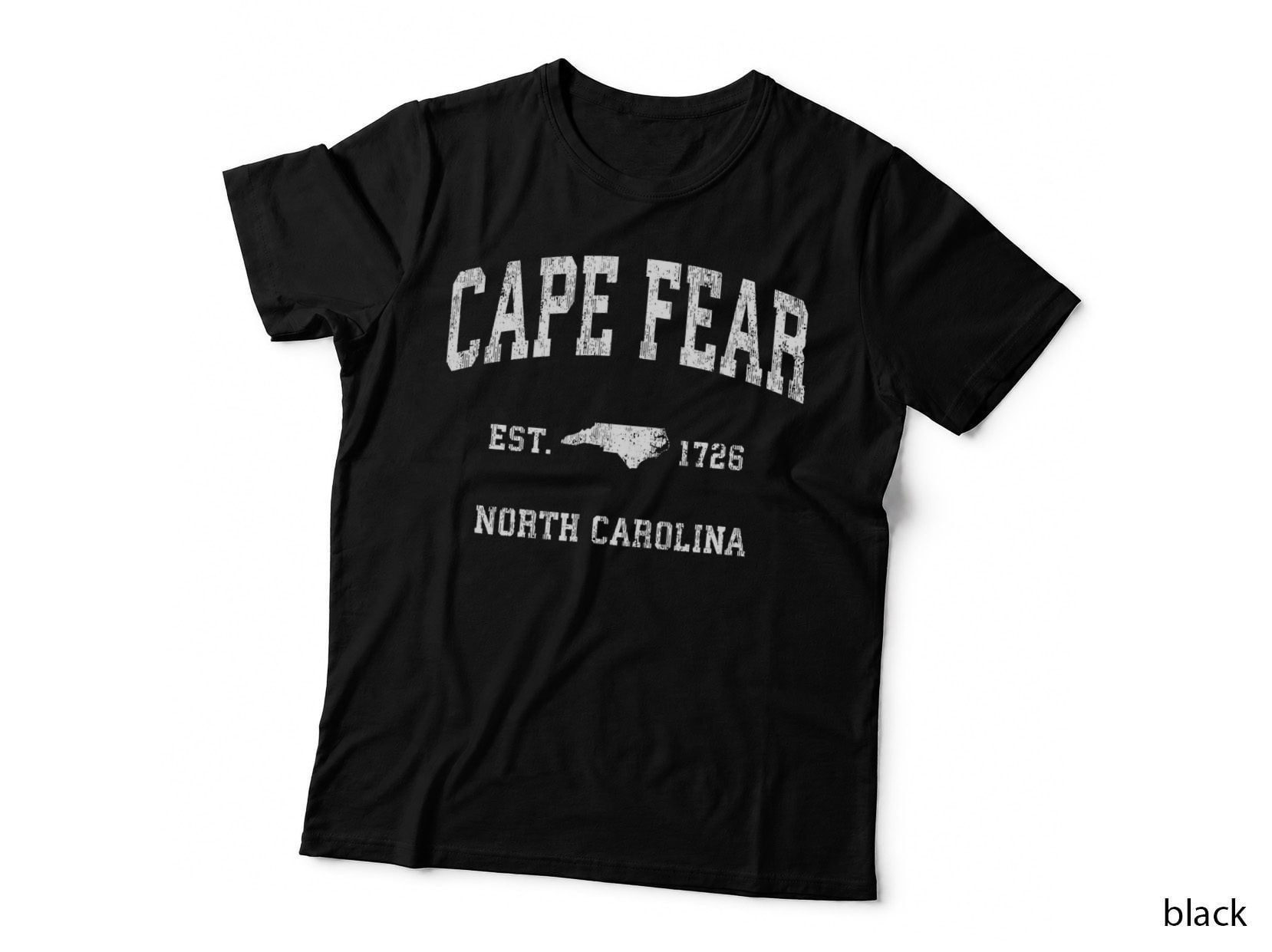 Cape Fear North Carolina NC Vintage Athletic Black Sports De T-Shirt