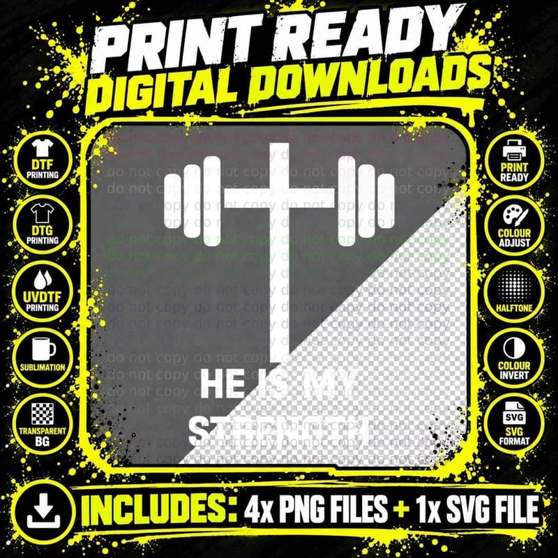 Catholic Design with Crucifix Lifting Gym Fitness Png SVG Digital Bundle