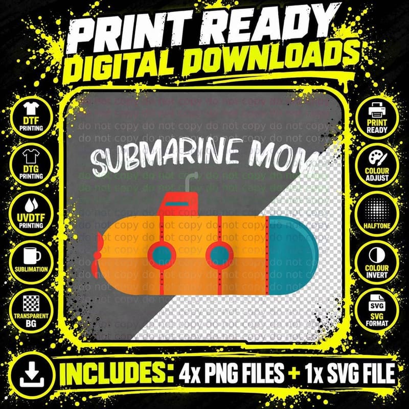 Cool Submarine for Mom Mama Sea Veteran Submariner Png SVG Digital Bundle