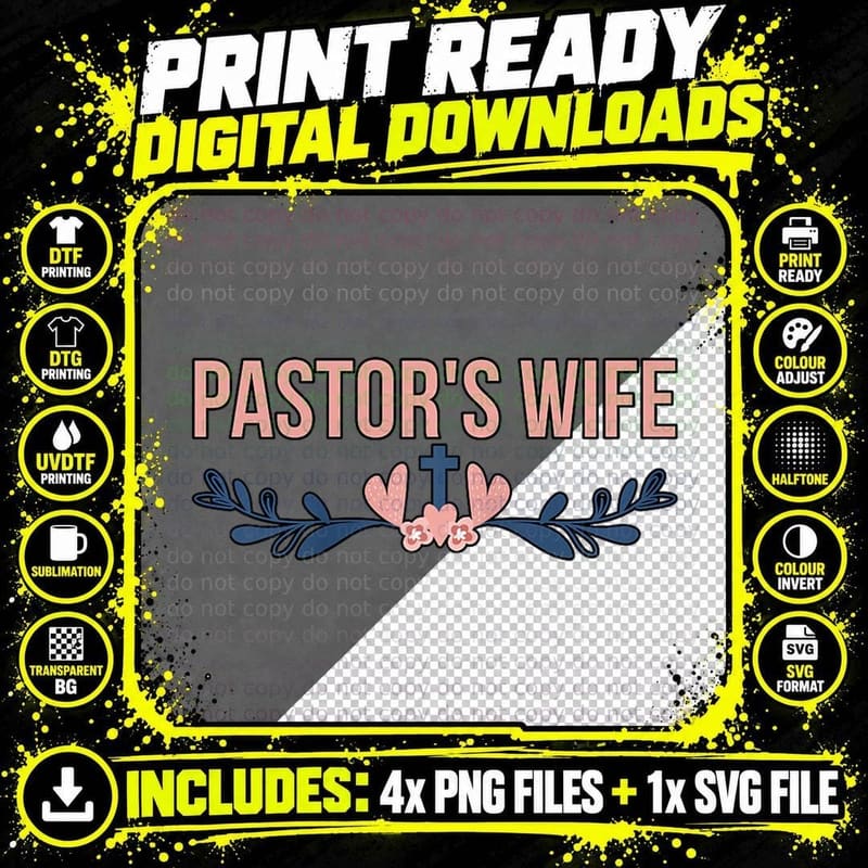 Cute Pastor's Wife Pastor Wife of a Pastor Png SVG Digital Bundle