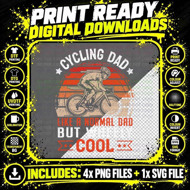 Cycling Dad Bike Rider & Cyclist Father's Day T-Shirt Png SVG Digital Bundle