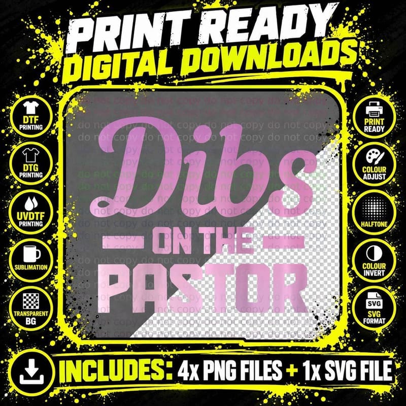 Dibs on the Pastor Funny Christian Faith Jesus Preacher Png SVG Digital Bundle