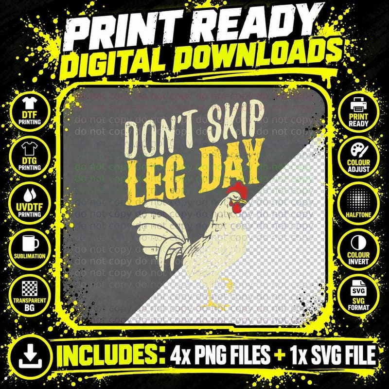 Don't Skip Leg Day Funny Workout Gym Outfit Png SVG Digital Bundle