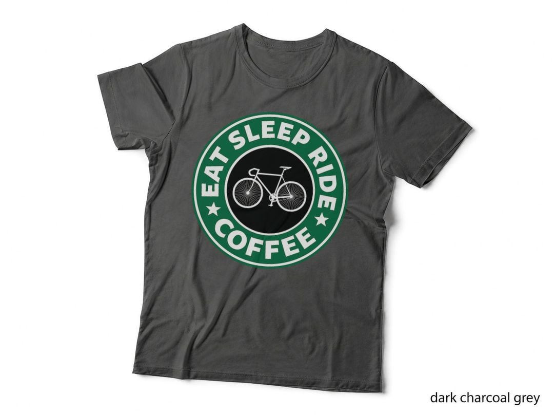 EAT SLEEP RIDE Coffee Road Mountain Bike Cycling Inspired T-Shirt