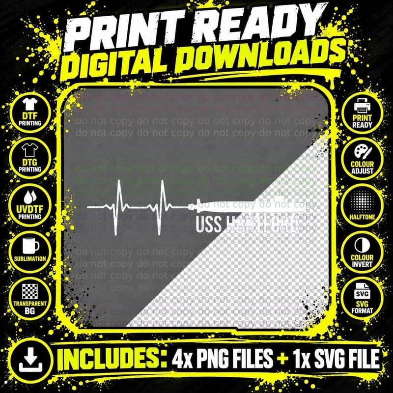 EKG Heartbeat USS Hartford SSN-768 Submarine Png SVG Digital Bundle