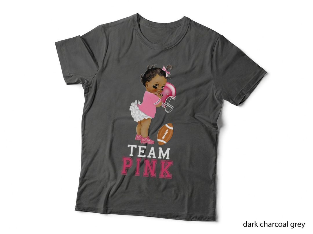 Ethnic Girl Football Player Team Pink Gender Reveal T-Shirt