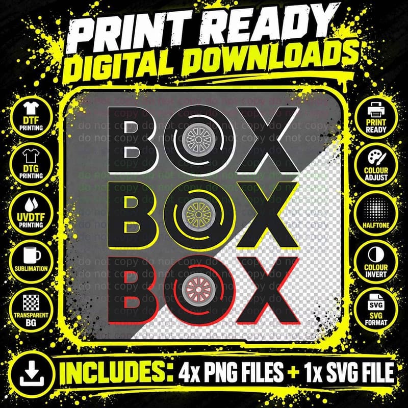Formula Racing Car Box Radio Call to Pit Box T-Shirt Png SVG Digital Bundle