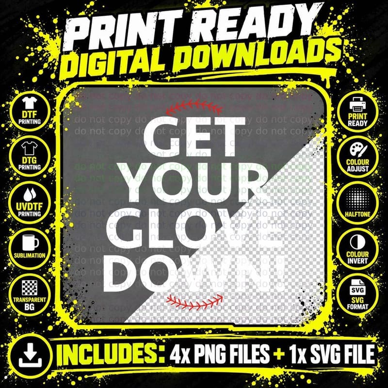 Funny Baseball Dad Coach Training Saying Get Your Glove Png SVG Digital Bundle
