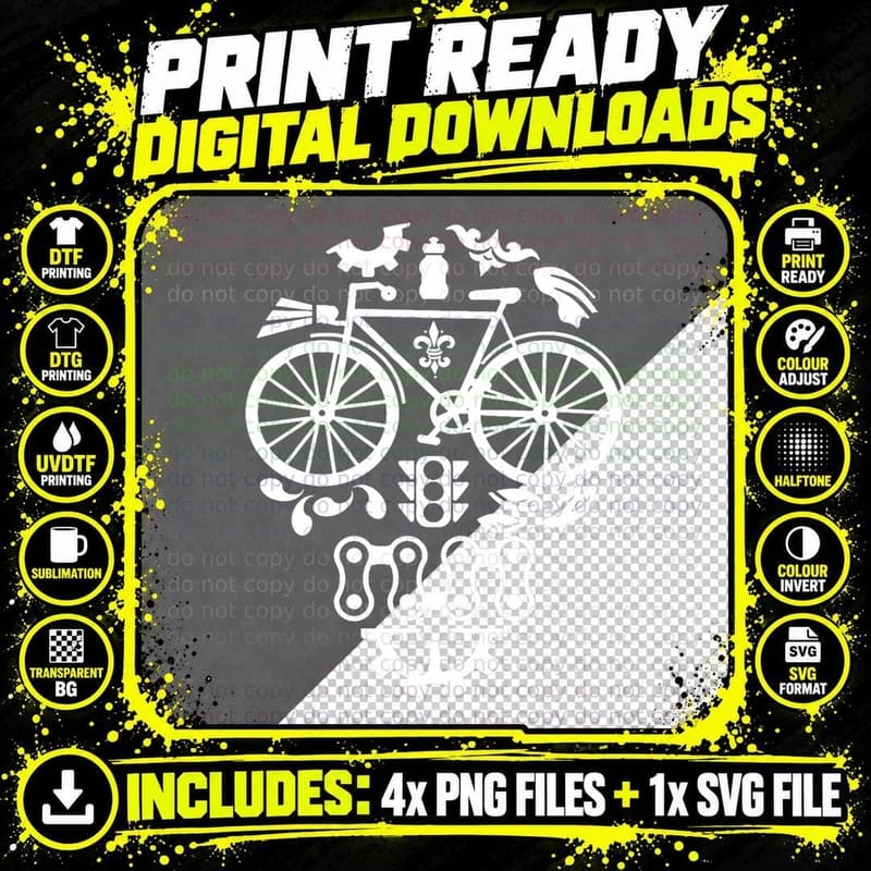 Funny Bicycle Cycling Sugar Skull Humor Graphic T-Shirt Png SVG Digital Bundle