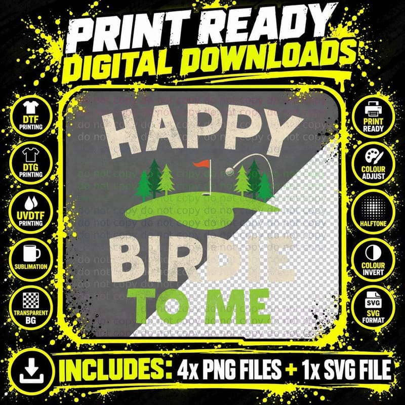 Funny Golf Birthday Shirt Happy Birdie Golfer Kids Boys Png SVG Digital Bundle