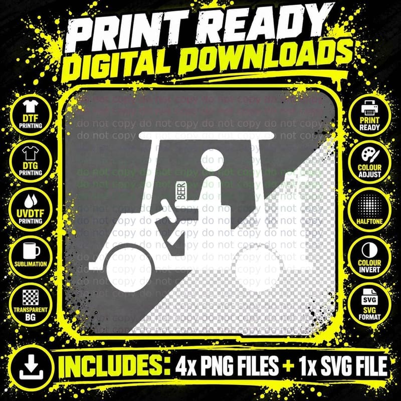 Funny Golf Shirt Drinking Beer in Golf Cart T-Shirt Png SVG Digital Bundle