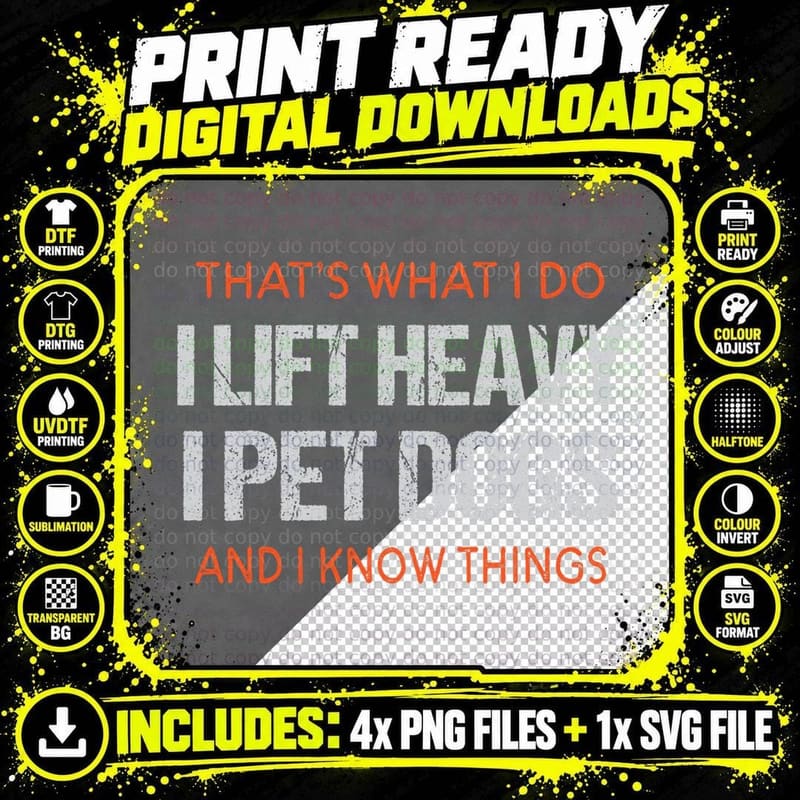 Funny Gym Workout Weightlifting Humor Lift Heavy Pet Png SVG Digital Bundle