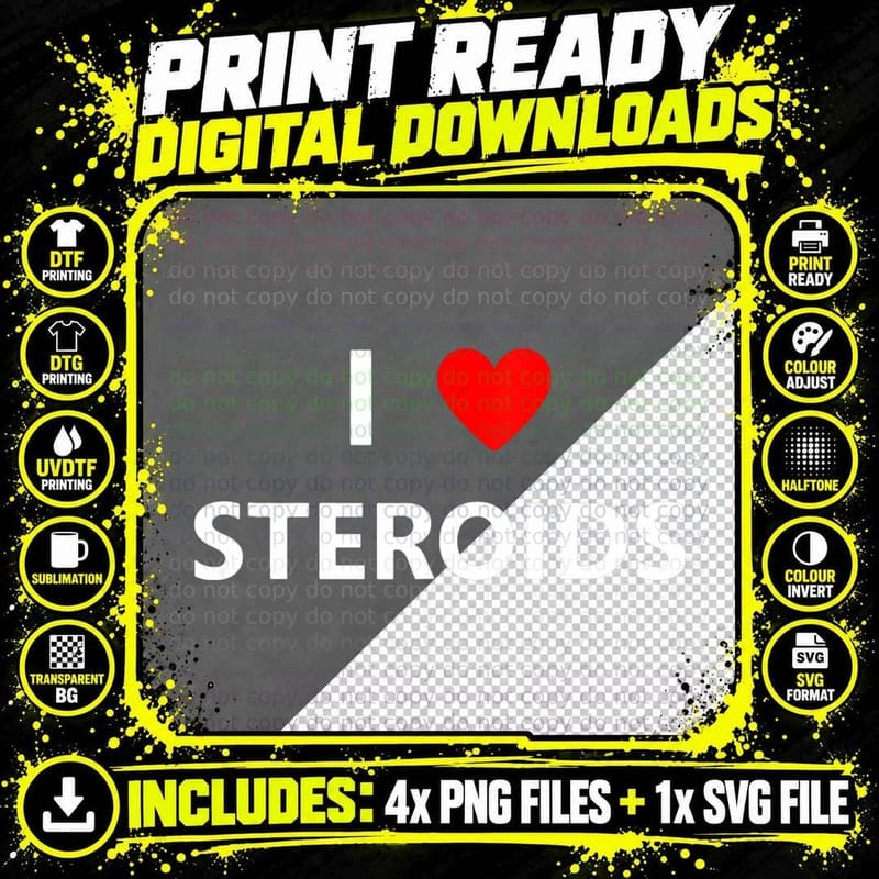 Funny I Heart Love Steroids Roids Gym Fitness Workout Png SVG Digital Bundle
