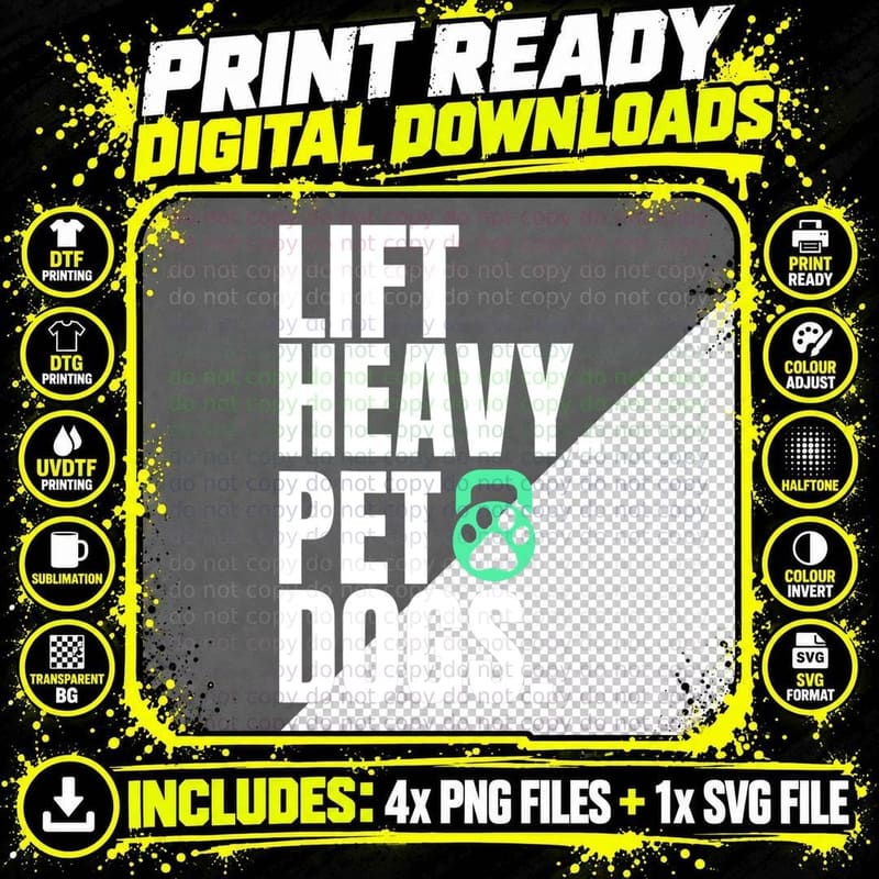 Funny Lift Heavy Pet Dogs Gym Workout Fitness Gift Png SVG Digital Bundle