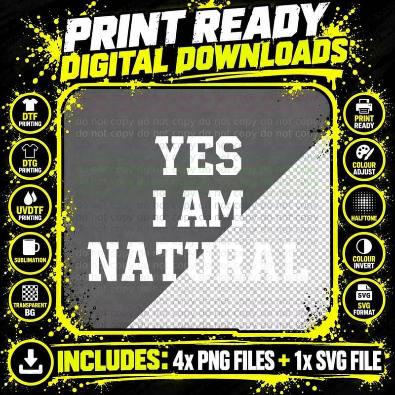 Funny Natty Gym Workout Yes I Am Natural Bodybuilder Png SVG Digital Bundle
