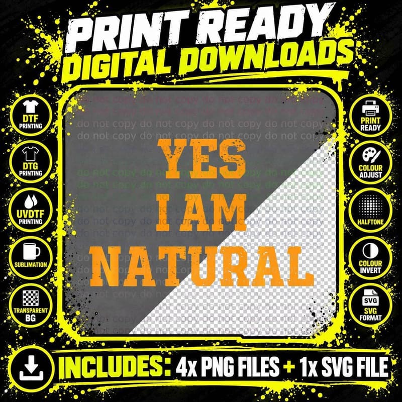 Funny Natty Gym Workout Yes I Am Natural Bodybuilder Png SVG Digital Bundle