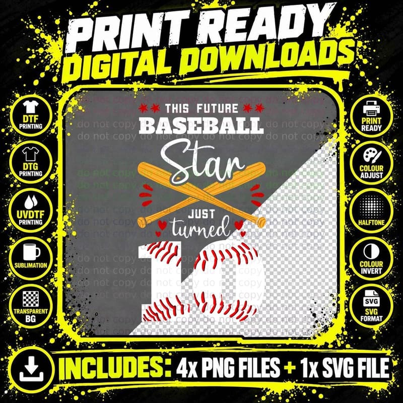 Future Baseball Star T-Shirt, Baseball Theme Png SVG Digital Bundle