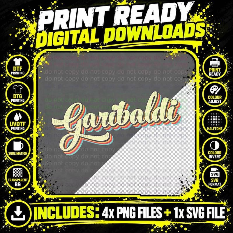 Garibaldi Retro Art Baseball Font Vintage Png SVG Digital Bundle