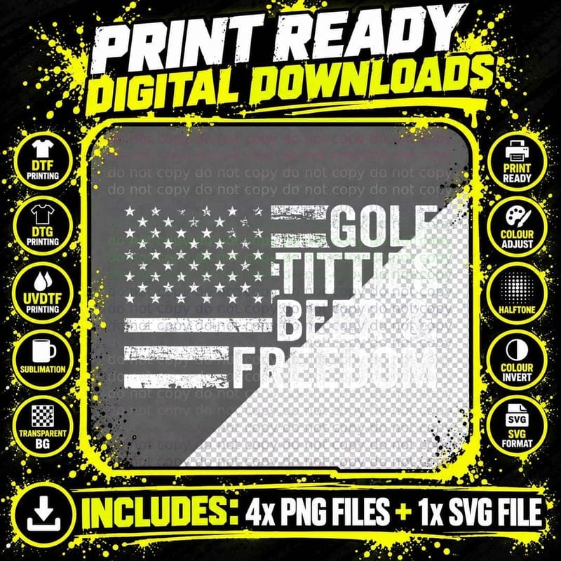 Golf Titties Beer Freedom - Funny Mens Golfer Joke Png SVG Digital Bundle