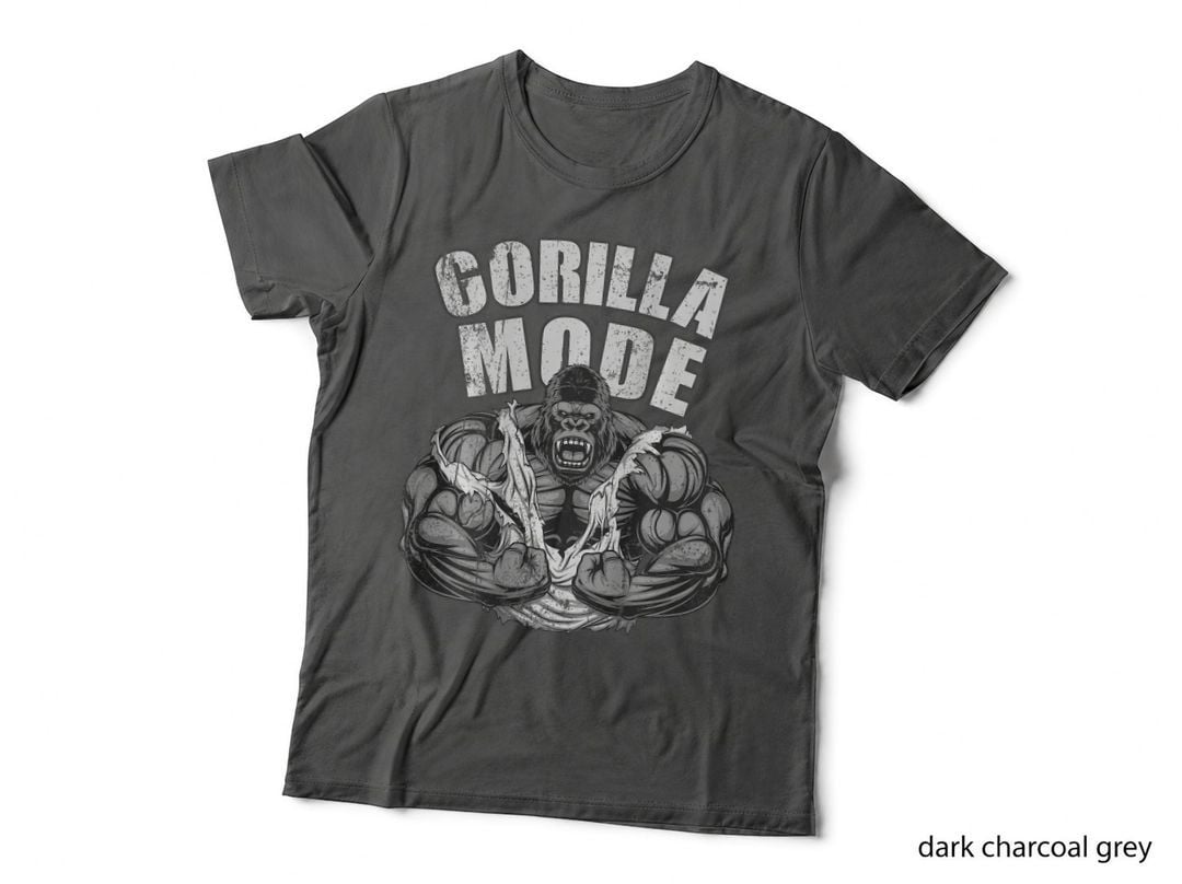 Gorilla Mode Gym Ape Fitness Coach Swole Monkey ON Backside T-Shirt