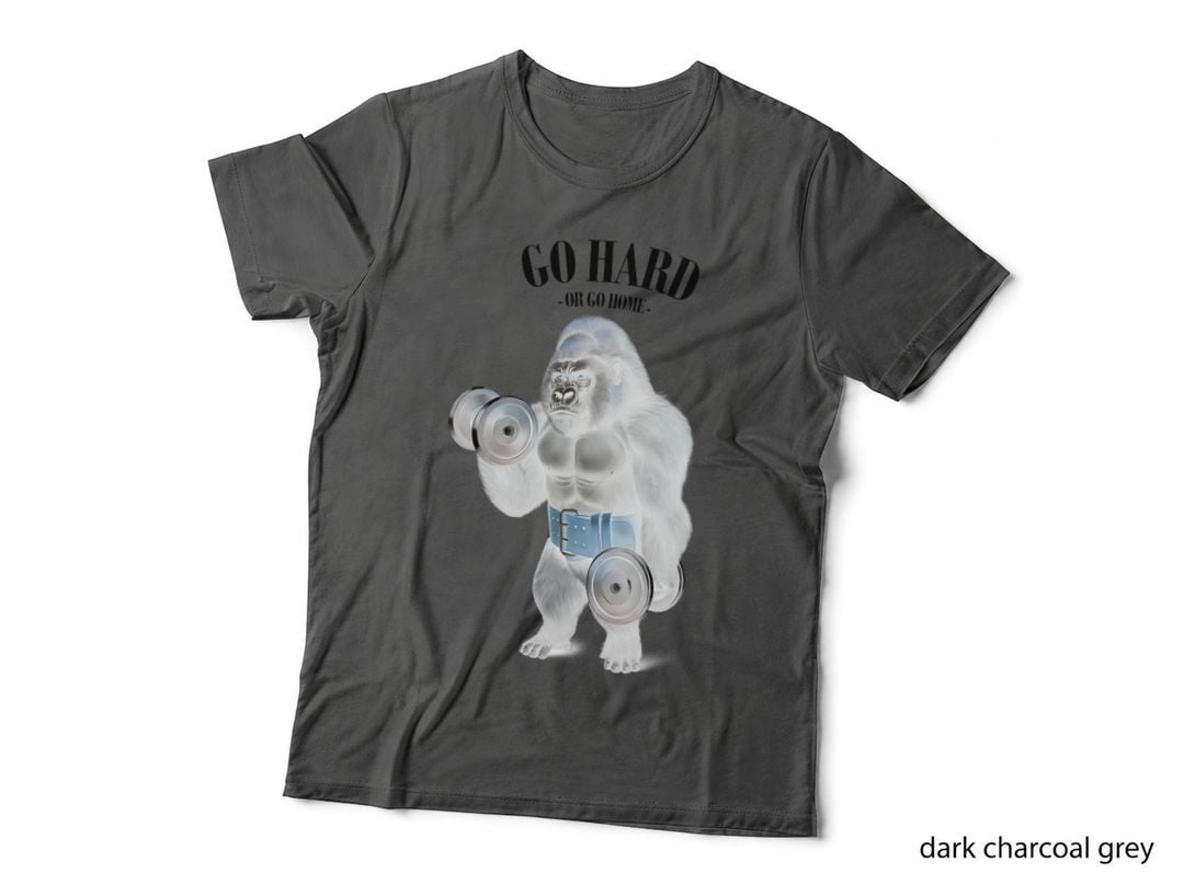 Gorilla Muscle Training with Dumbbell in Fitness Gym T-Shirt