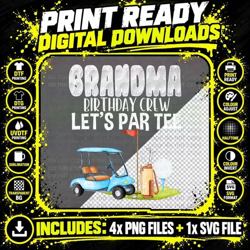 Grandma Birthday Crew Let's Par Tee Golf Birthday Golfer Png SVG Digital Bundle
