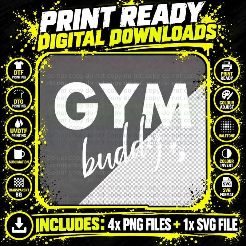 Gym Buddy Funny Pregnancy Workout Gifts for Pregnant Png SVG Digital Bundle