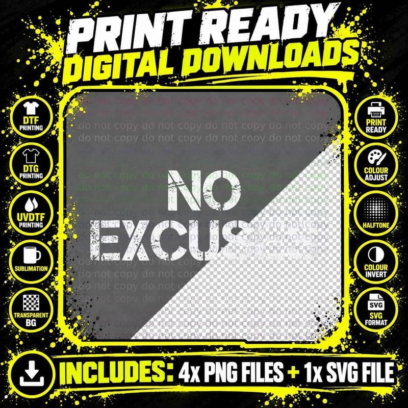 Gym Fitness Motivational Shirt Gift-Funny Saying No Png SVG Digital Bundle