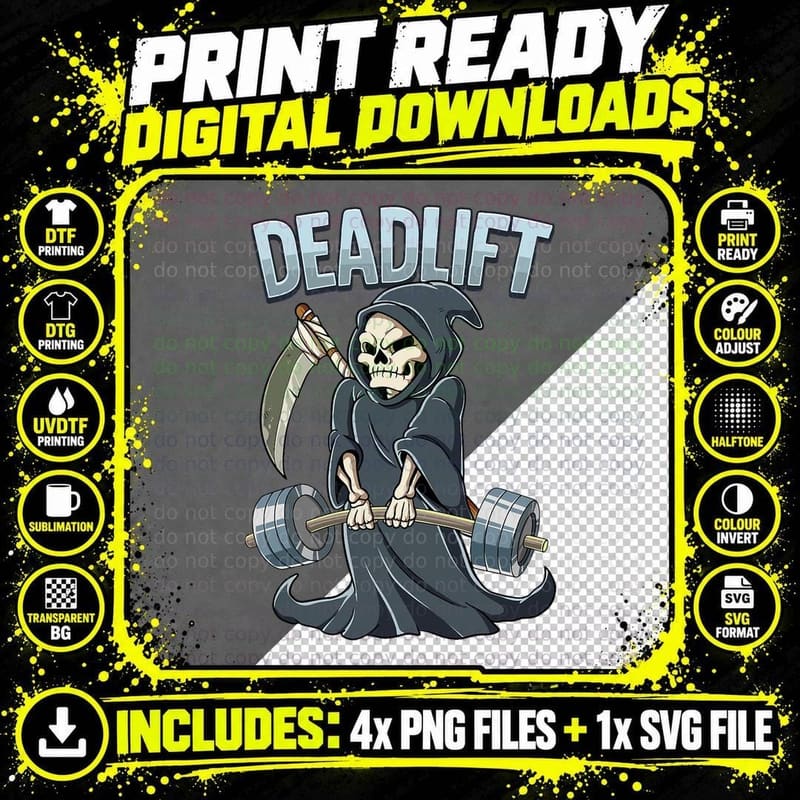 Gym Repeaer Deadlift Bodybuilding T-Shirt Png SVG Digital Bundle
