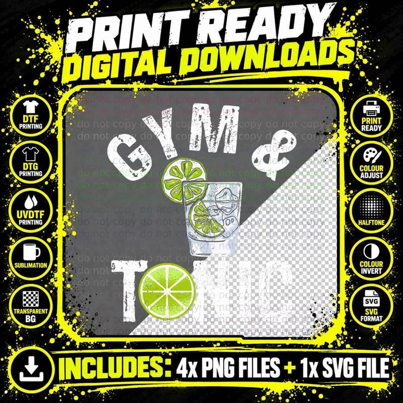 Gym and Tonic Fitness Exercise Workout Bodybuilder Png SVG Digital Bundle