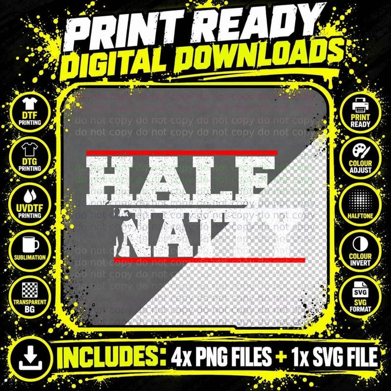 Half Natty Athletic Fitness Gym Bodybuilding Meme Png SVG Digital Bundle