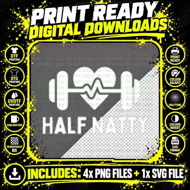 Half Natty Bodybuilder Funny Gym Funny Fitness Workout Png SVG Digital Bundle