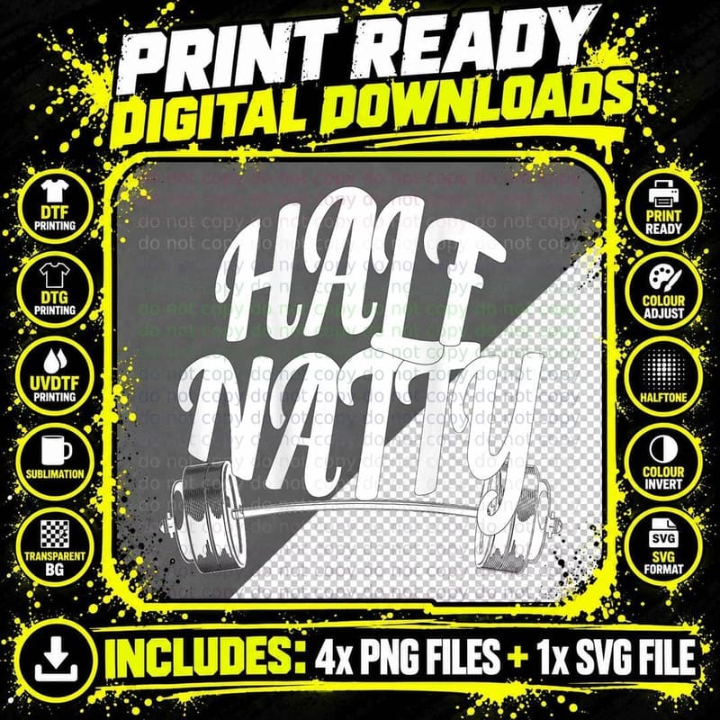 Half Natty Bodybuilding (BACK) Fitness Steroid Workout Png SVG Digital Bundle