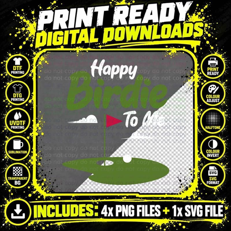 Happy Birdie to Me Golf Golfer Golfing Birthday T-Shirt Png SVG Digital Bundle