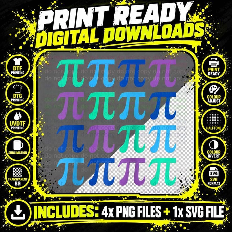 Happy Pi Day with Symbols for Teachers Png SVG Digital Bundle