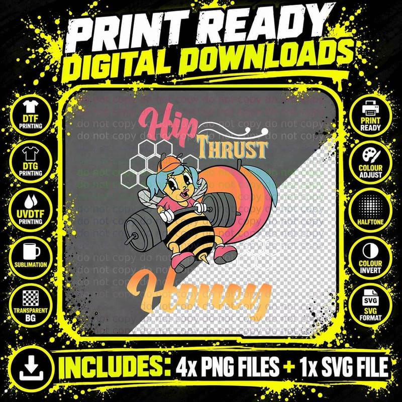 Hip Thrust Honey Weightlifting Bodybuilding Gym Fitness Png SVG Digital Bundle