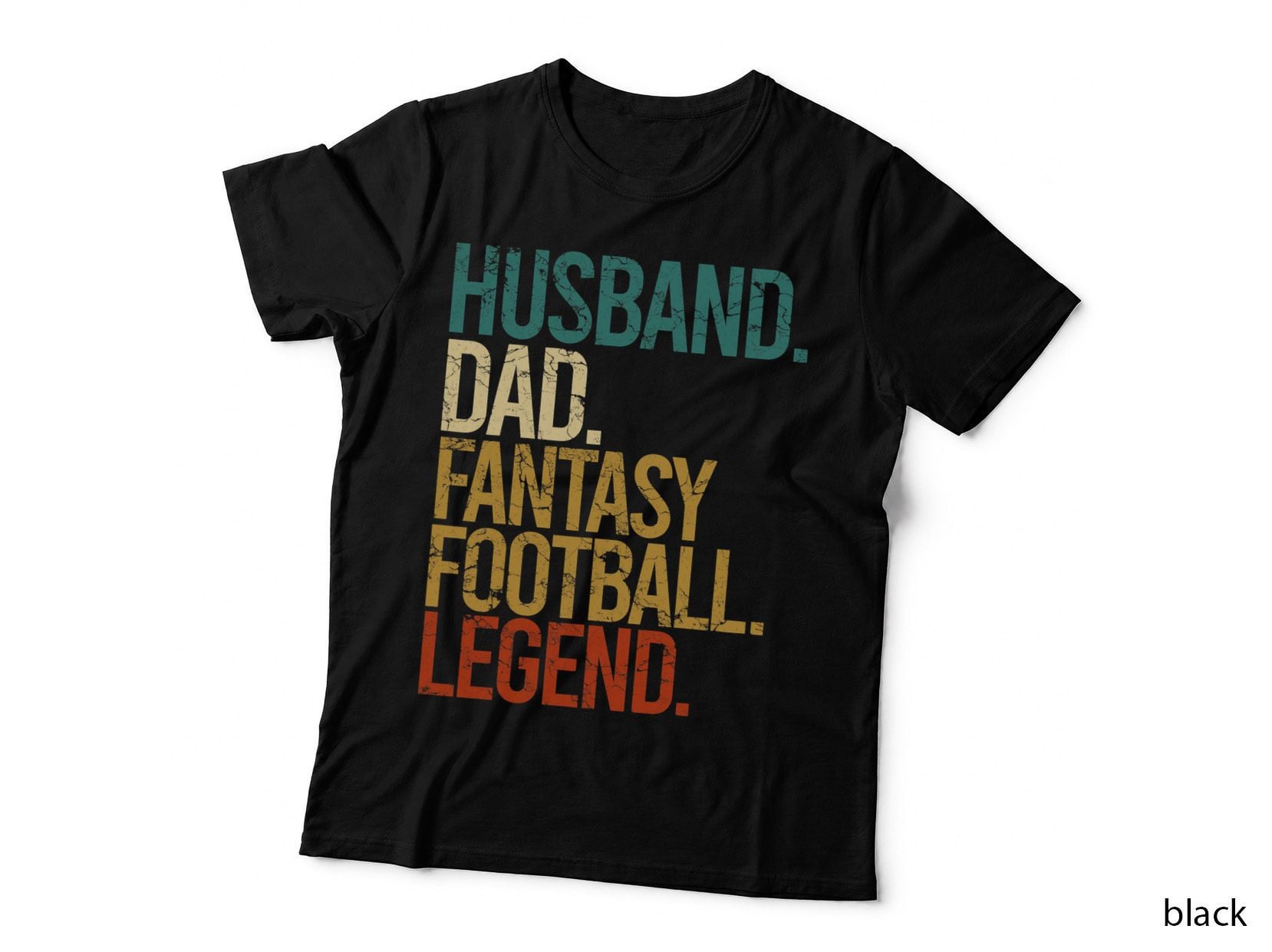 Husband Dad Fantasy Football Legend Funny Men Retro Diy Gift T-Shirt