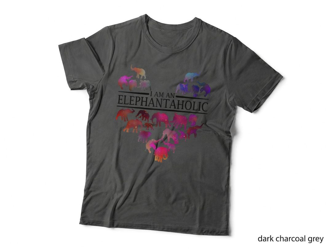 I Am an Elephantaholic T Shirt, Cute Elephant Heart Love T-Shirt