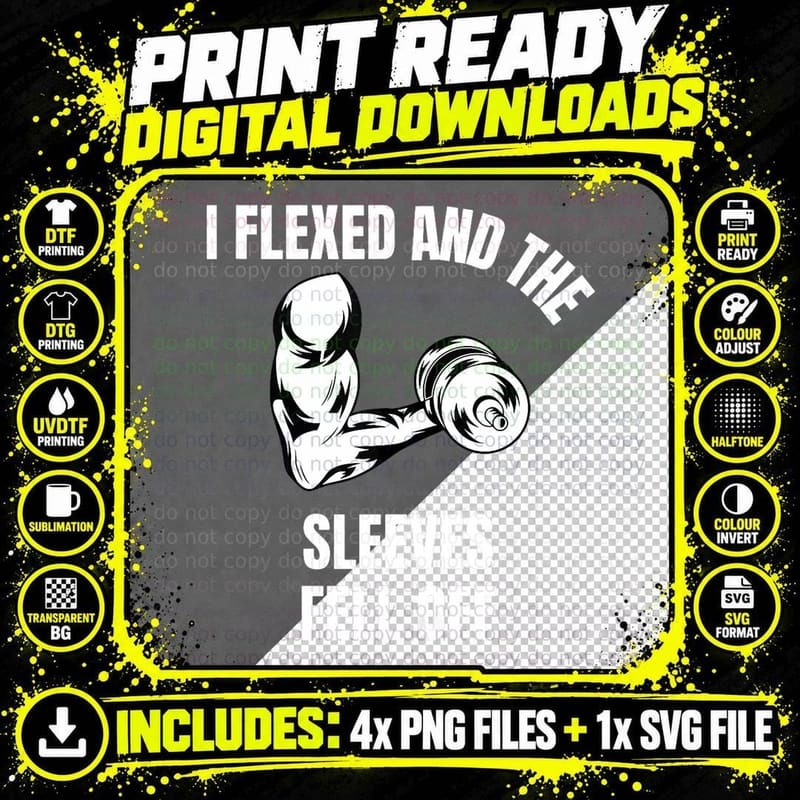 I Flexed and the Sleeves Fell off Workout Muscle Youth Png SVG Digital Bundle