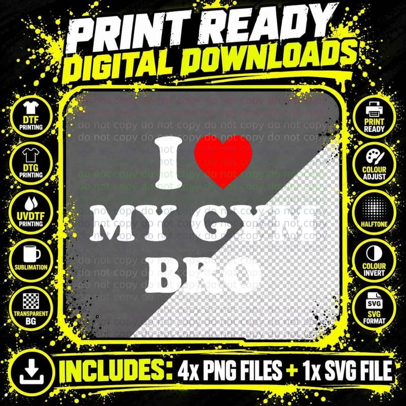 I Love My Gym Bro - I Heart My Gym Bro T-Shirt Png SVG Digital Bundle