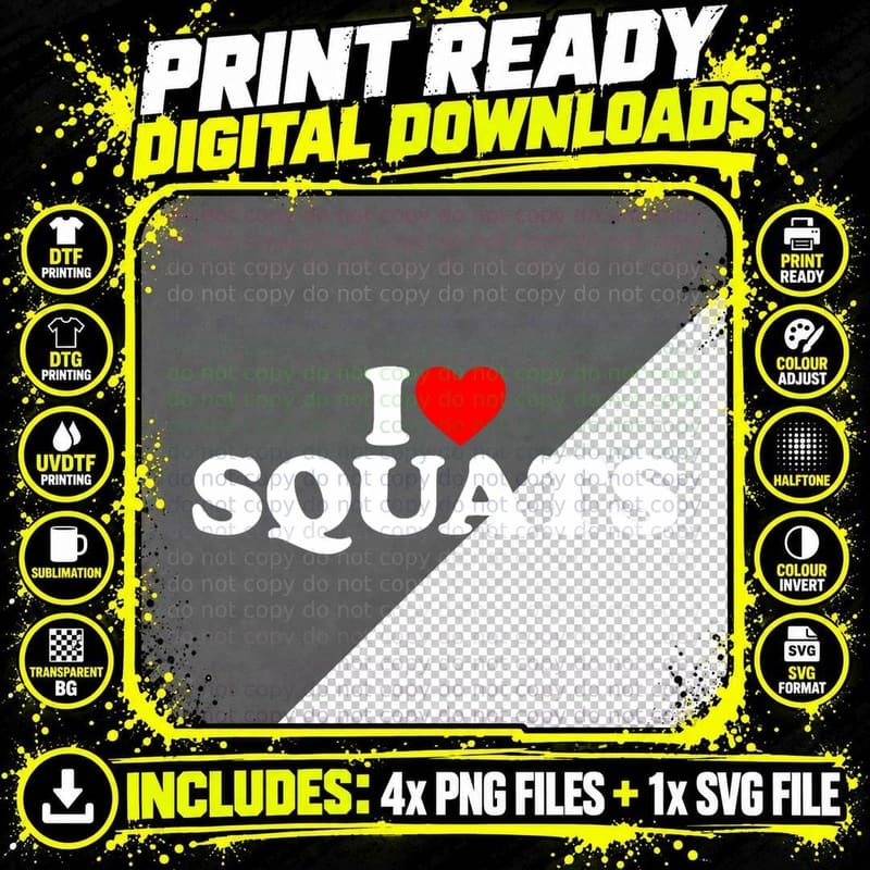 I Love Squats Workout Gym T-Shirt Png SVG Digital Bundle