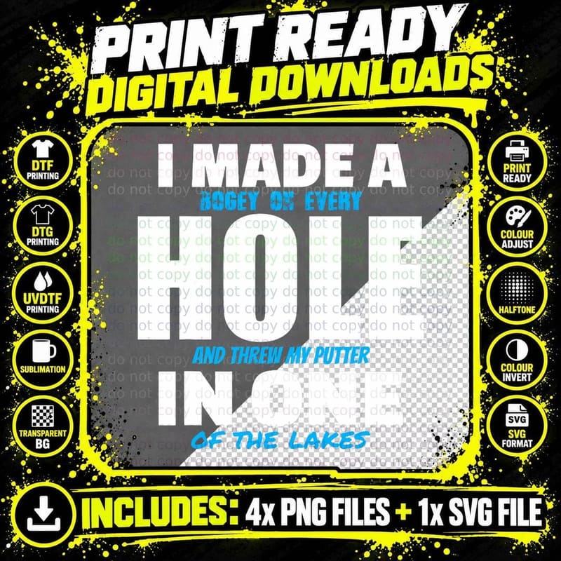 I Made a Hole in One Funny Golf Pun Vintage Golfing Png SVG Digital Bundle