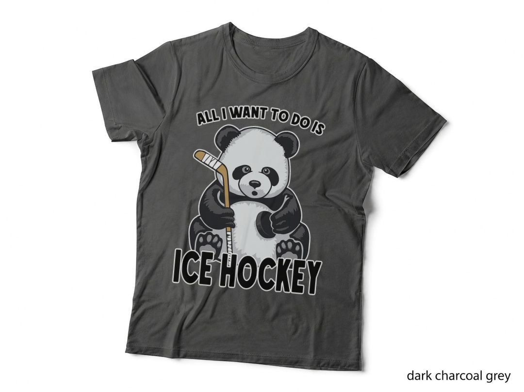 Ice Hockey Panda All I Want to Do Is Cute Bear Player T-Shirt