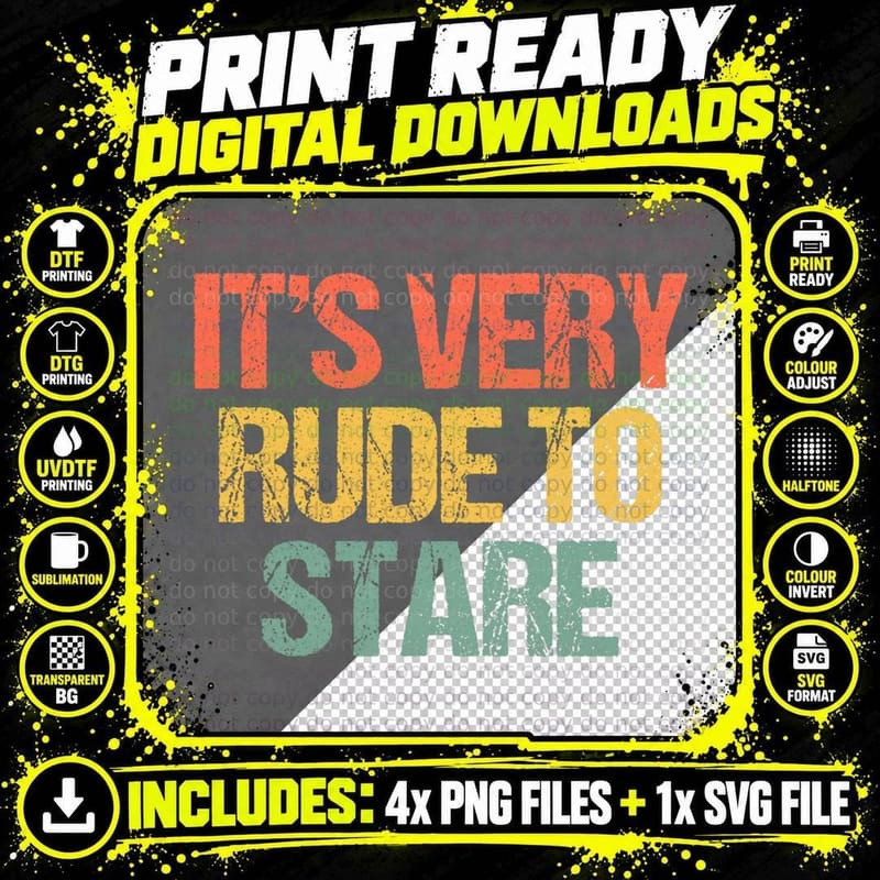 It's Very Rude to Stare - Funny Saying Workout Fitness Png SVG Digital Bundle