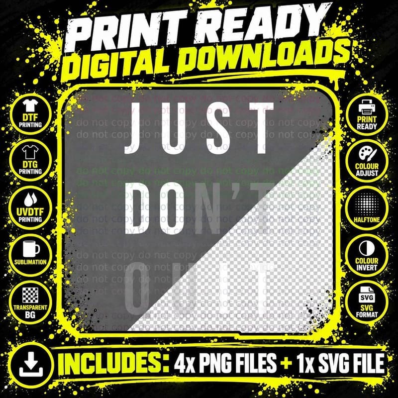 Just Don't Quit - Do It - Gym Motivational Png SVG Digital Bundle