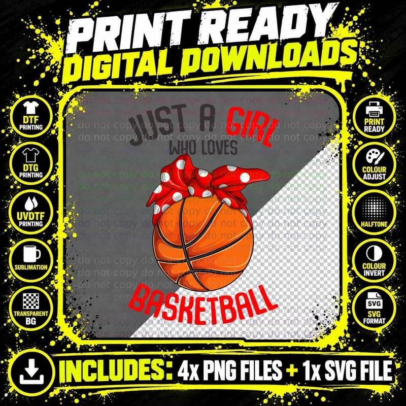 Just a Girl Who Loves Basketball Girl Kids Girls T-Shirt Png SVG Digital Bundle