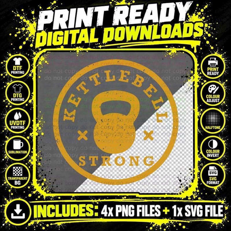 Kettlebell Workout, Strong, Gym T-Shirt Png SVG Digital Bundle