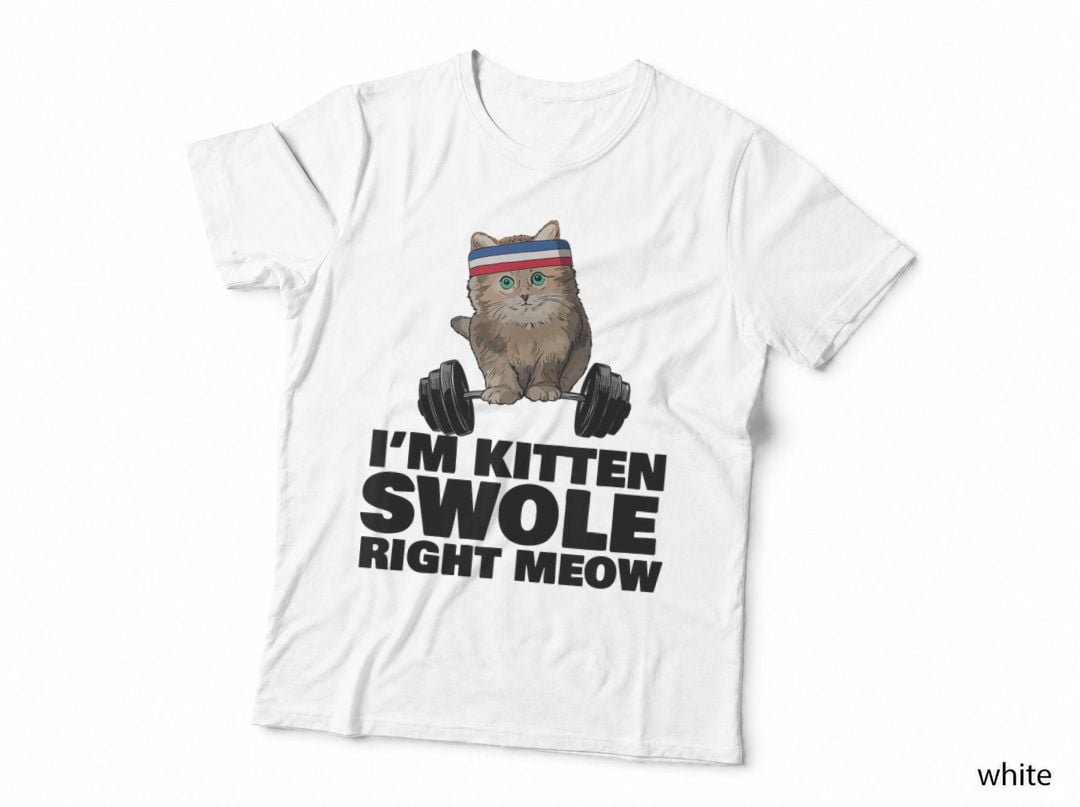 Kitten Swole Right Meow Gym Workout Cat Swole Right Meow, Fitness T-Shirt